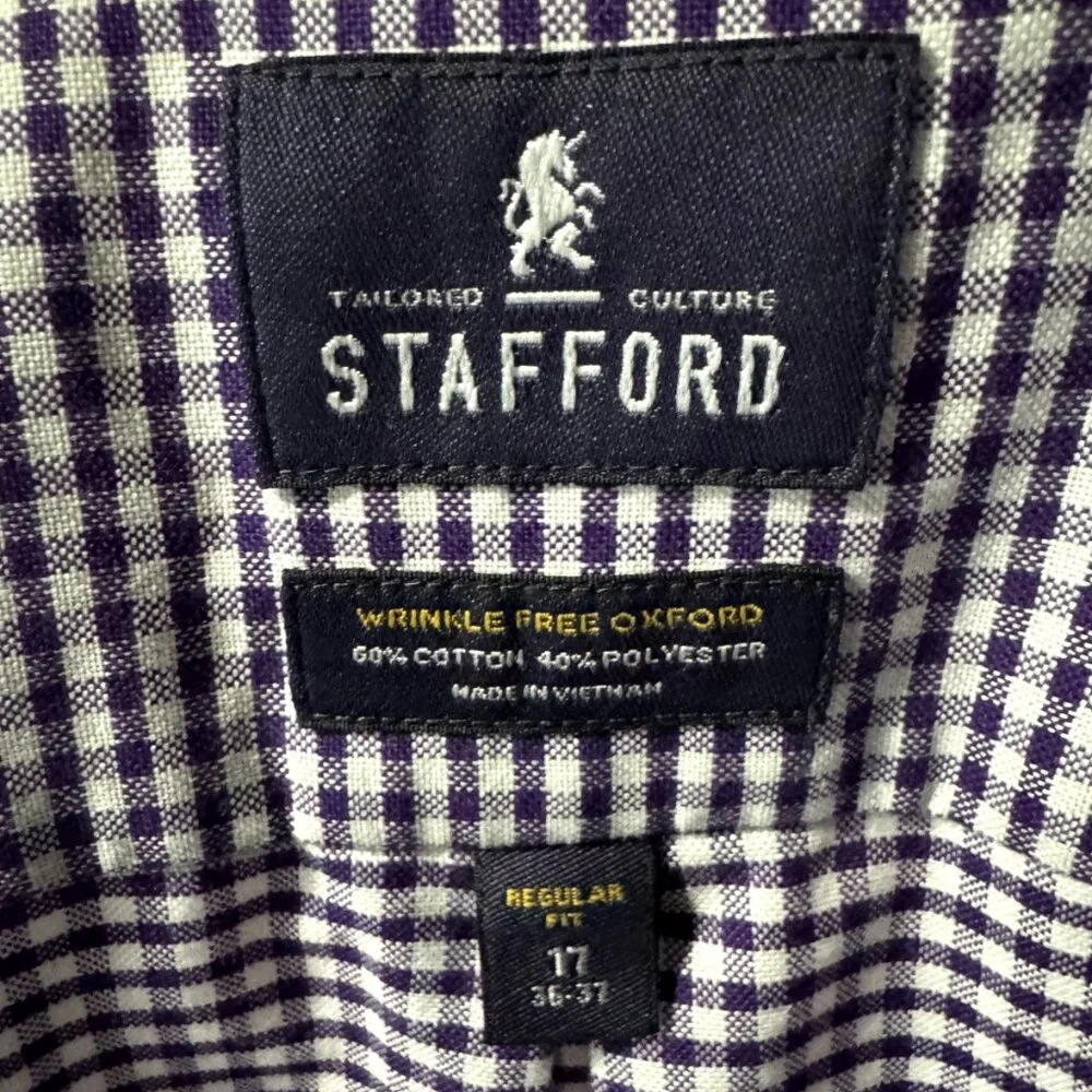 Men’s Purple | White Plaid Shirt Size17(36-37) - Picture 2 of 4